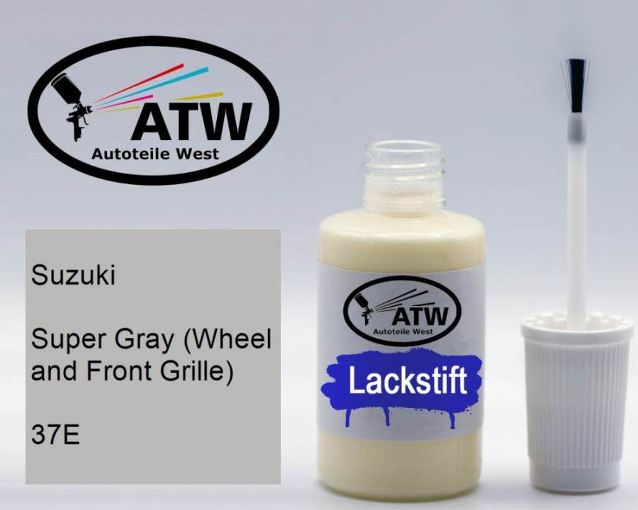 Suzuki, Super Gray (Wheel and Front Grille), 37E: 20ml Lackstift, von ATW Autoteile West.